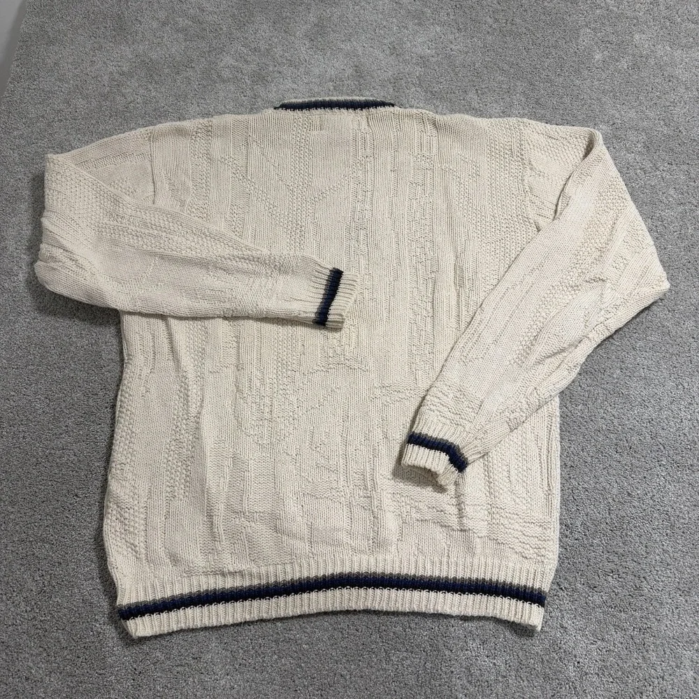 Vintage Shenandoah Deer‎ Sweater Mens XLT Beige Embroidered Animal Knit USA 90s